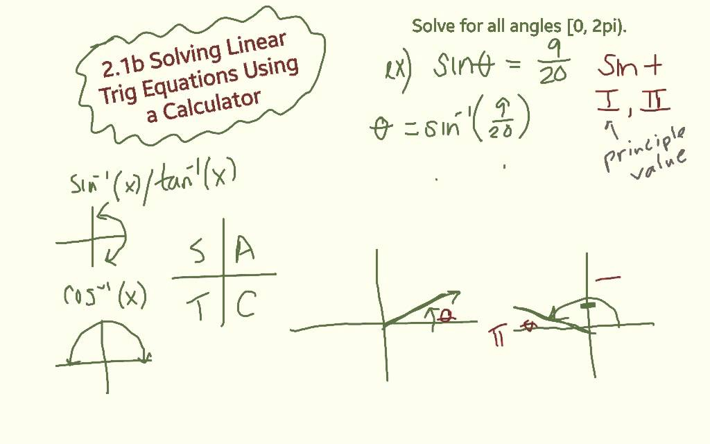 2 1b Solving Linear Trig Equations Using A Calculator Doc B YouTube