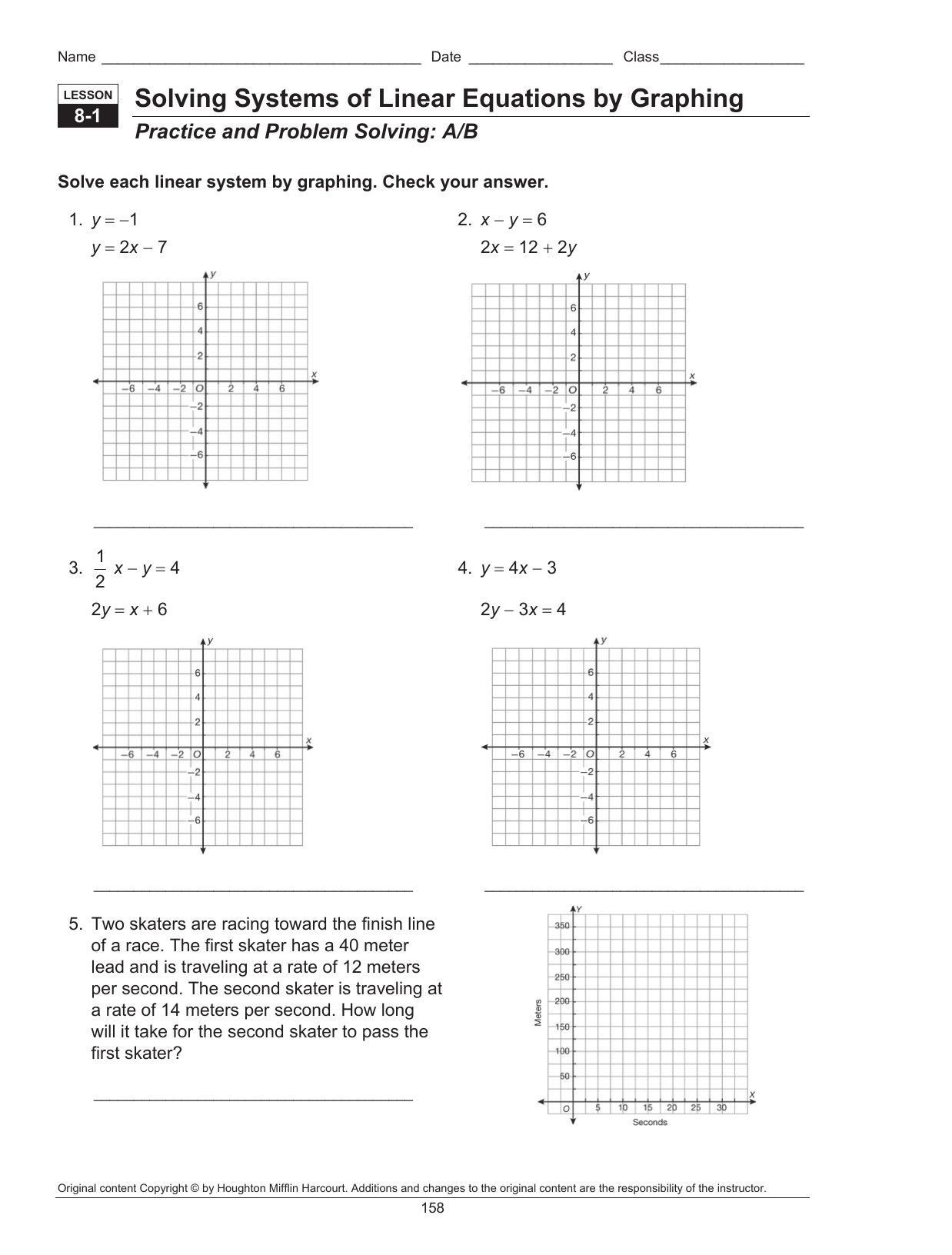 3 1 Solving Systems Of Equations By Graphing Worksheet Answers 2021