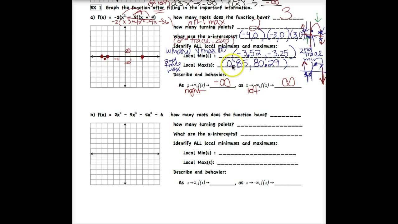 30 Graphing Polynomial Functions Worksheet Answers Education Template