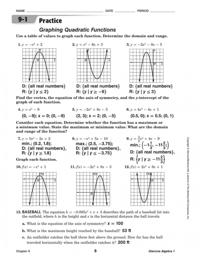 30 Graphing Quadratics Worksheet Answers Education Template