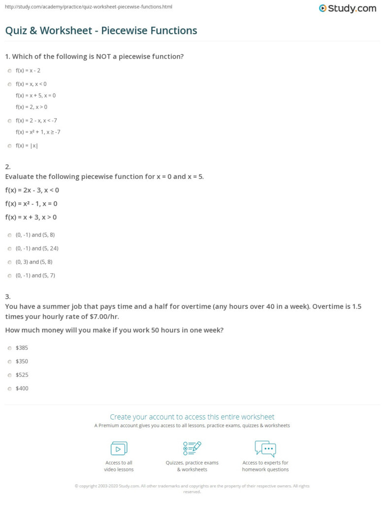 30 Piecewise Functions Worksheet With Answers Education Template