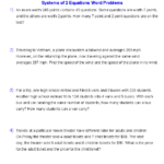 30 Systems Of Linear Equations Word Problems Worksheet Worksheet