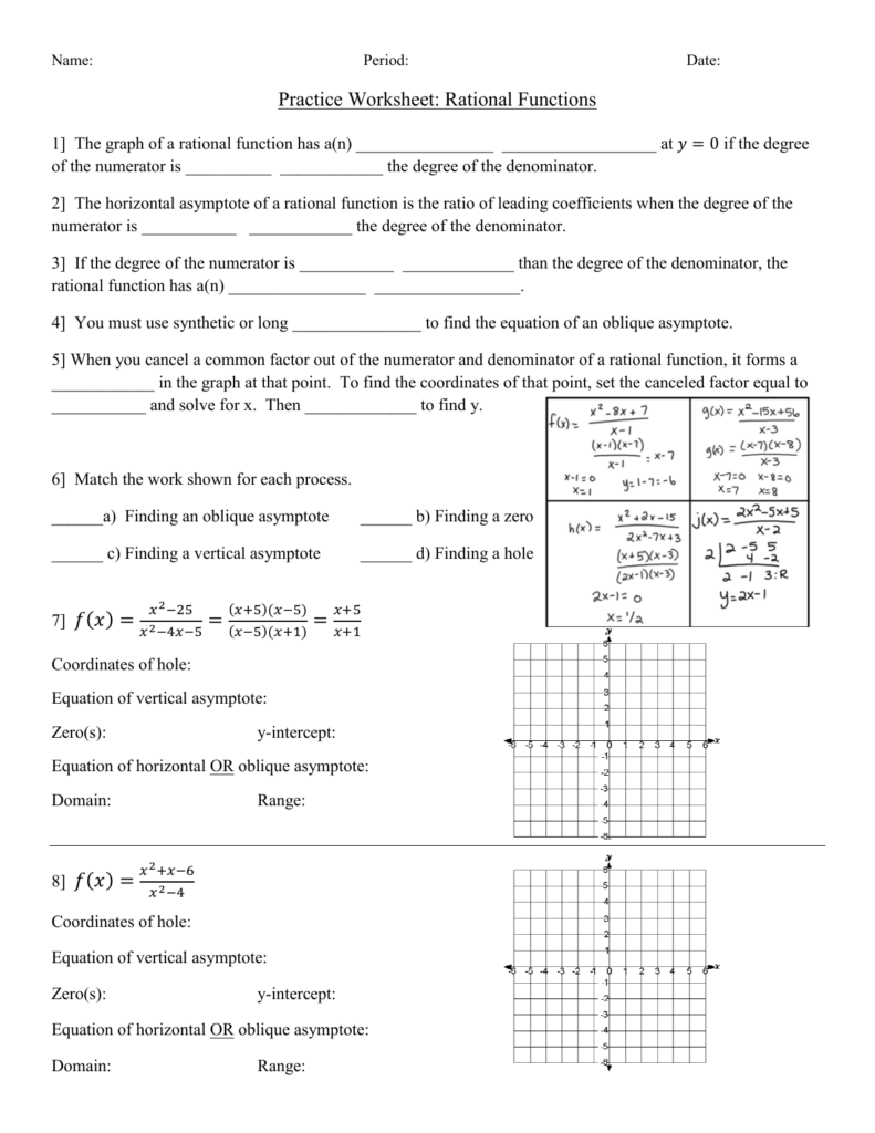 32 Graphing Rational Functions Worksheet Worksheet Source 2021