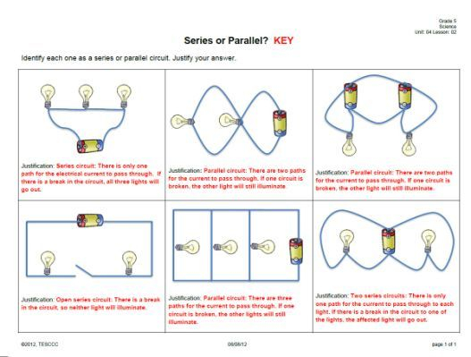 5th Grade Science Worksheets Series And Parallel Circuits Circuits 