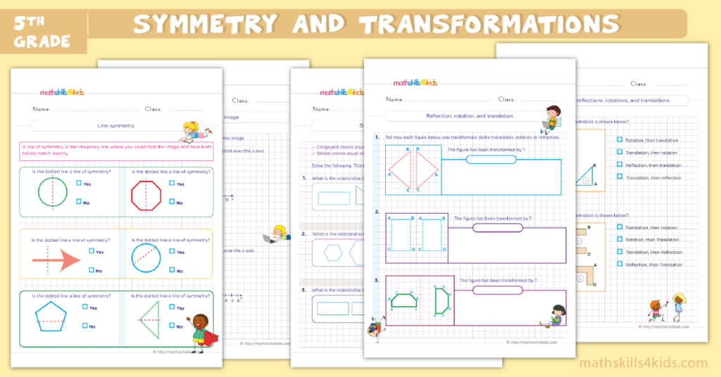 5th Grade Symmetry And Transformation Worksheets Pdf Sequence Of 