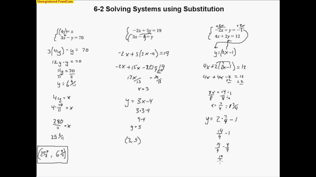 62 Solving Systems By Substitution Worksheet Answers Example 