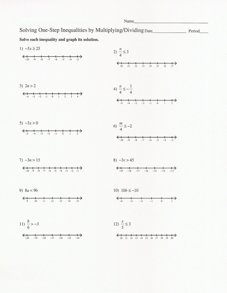 7th Grade Inequalities Worksheet