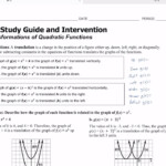 9 3 Study Guide And Intervention Transformations Of Quadratic Functions