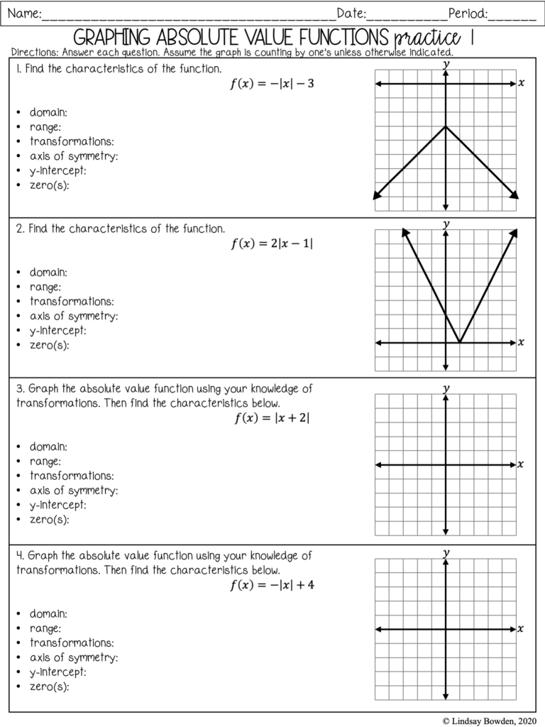 Absolute Value Notes And Worksheets Lindsay Bowden