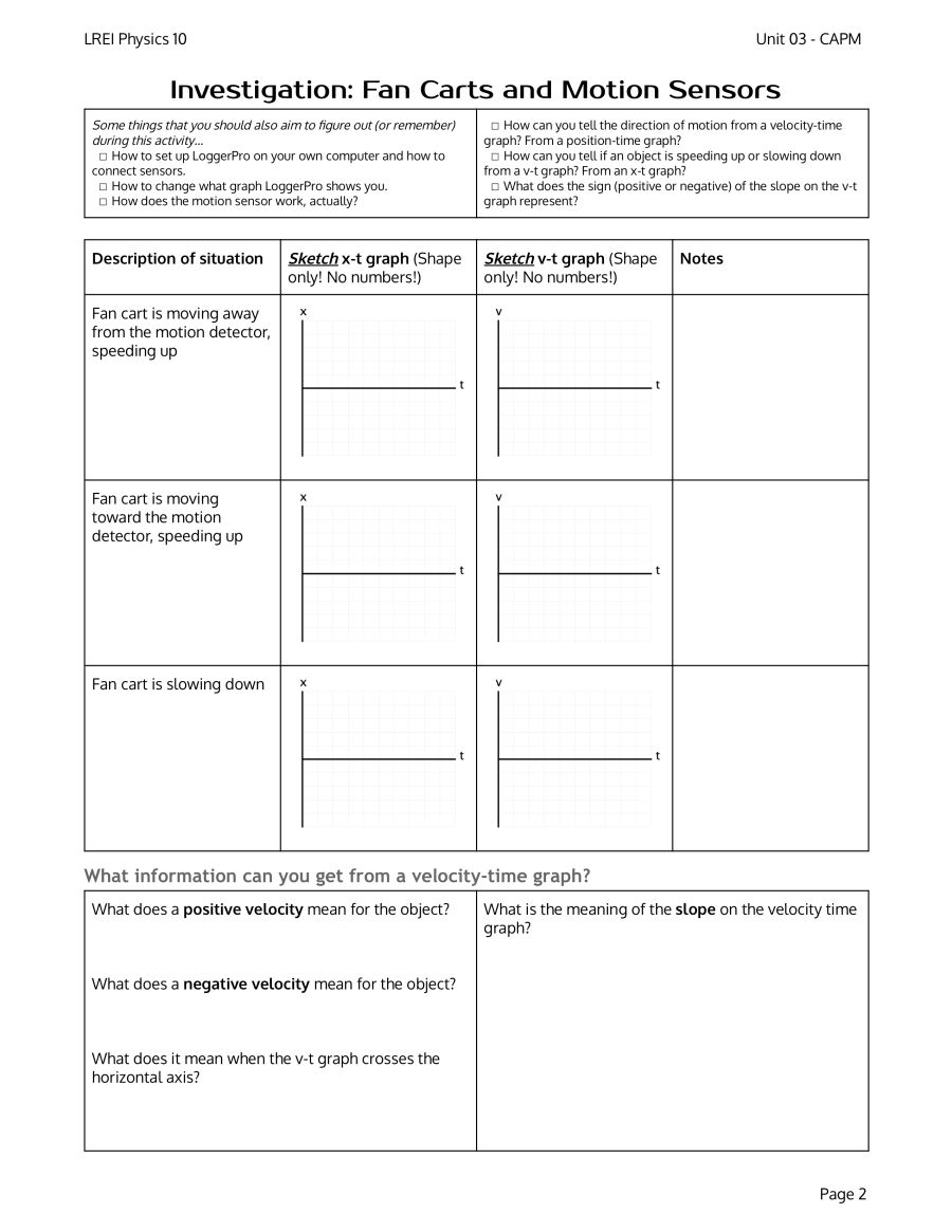 Acceleration Worksheet Answers Physics Classroom Try This Sheet