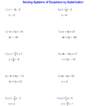 Algebra 1 Solving Systems By Substitution Worksheet Answers Example