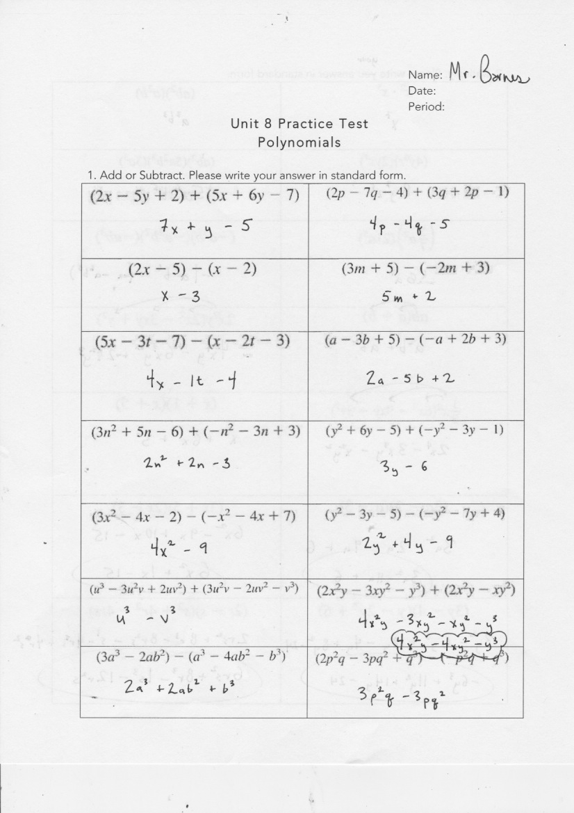 Algebra 1 Unit 4 Test Answers Yesterday S Work Units 4 5 And 6 Have A