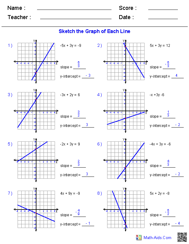 Algebra 1 Worksheets Linear Equations Worksheets