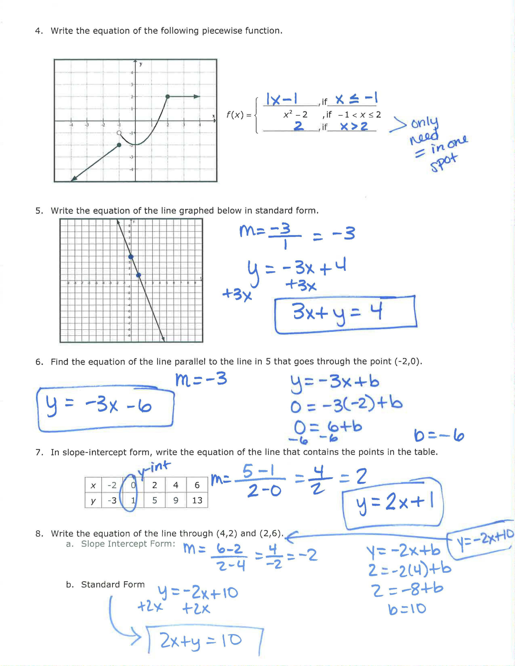 Algebra 2 Graphing Linear Inequalities Practice Answer Key Solving 