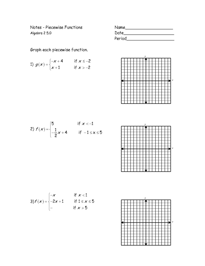 Algebra 2 Graphing Piecewise Functions Worksheet Answers Thekidsworksheet