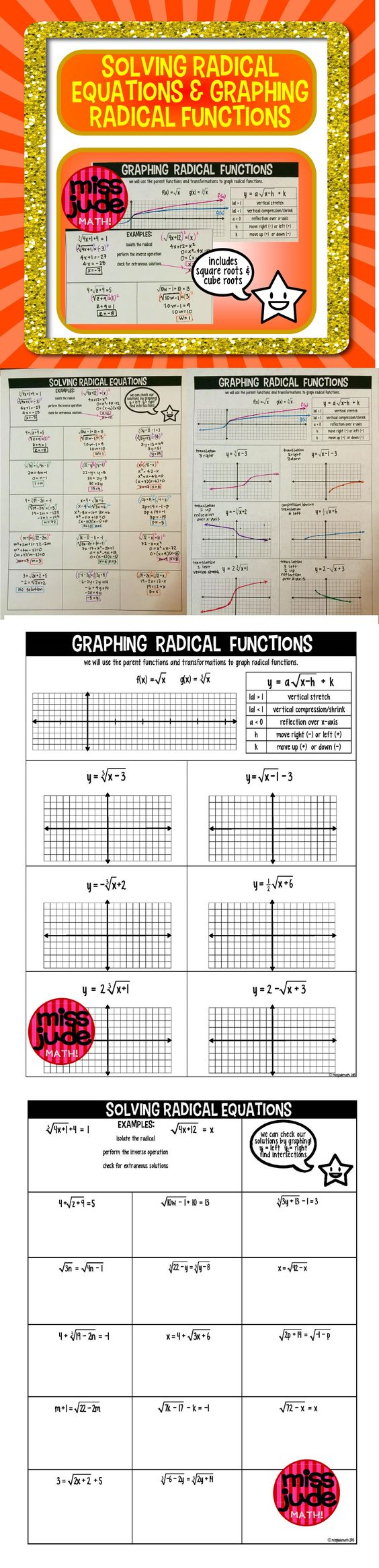 Algebra 2 Graphing Square Root Functions Worksheet Answers 