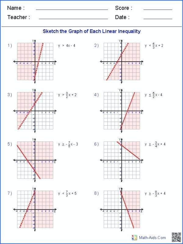 Algebra 2 Systems Of Inequalities Worksheet