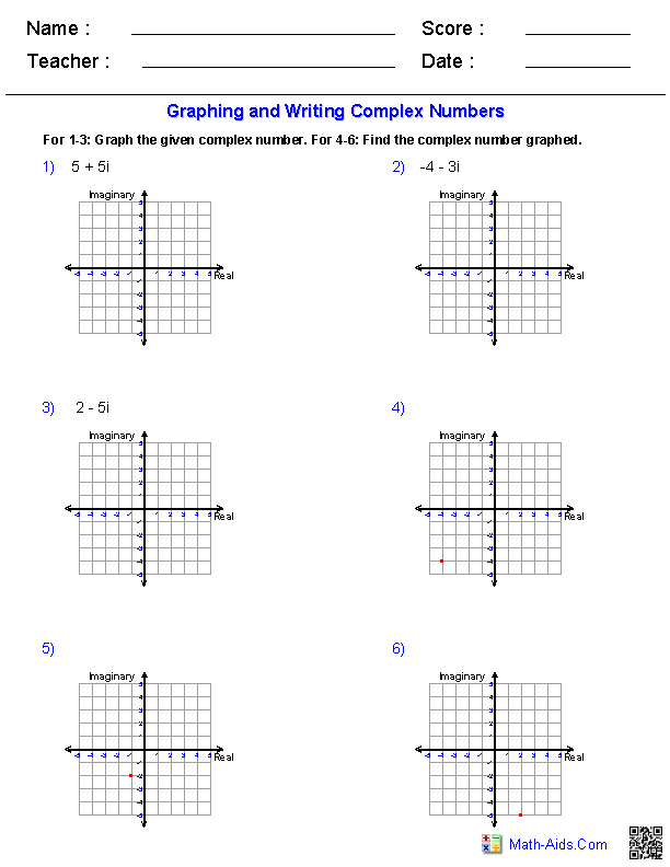 Algebra 2 Worksheets Complex Numbers Worksheets Graphing Quadratics 