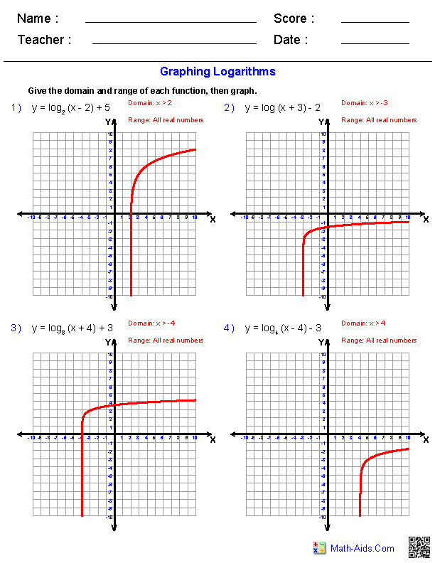 Algebra 2 Worksheets Exponential And Logarithmic Functions Worksheets