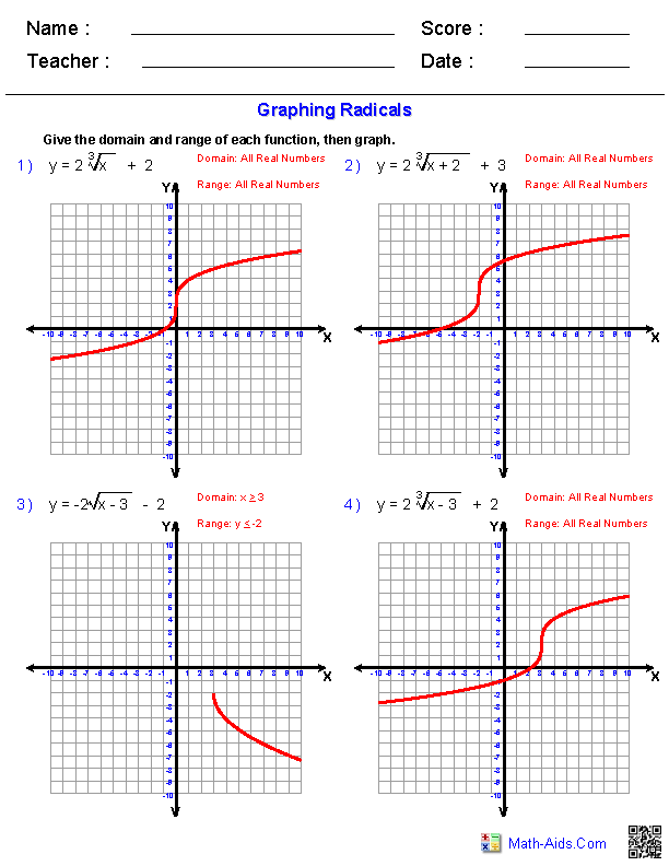 Algebra 2 Worksheets Radical Functions Worksheets Quadratics 