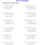 Algebra 2 Worksheets Systems Of Equations And Inequalities Worksheets