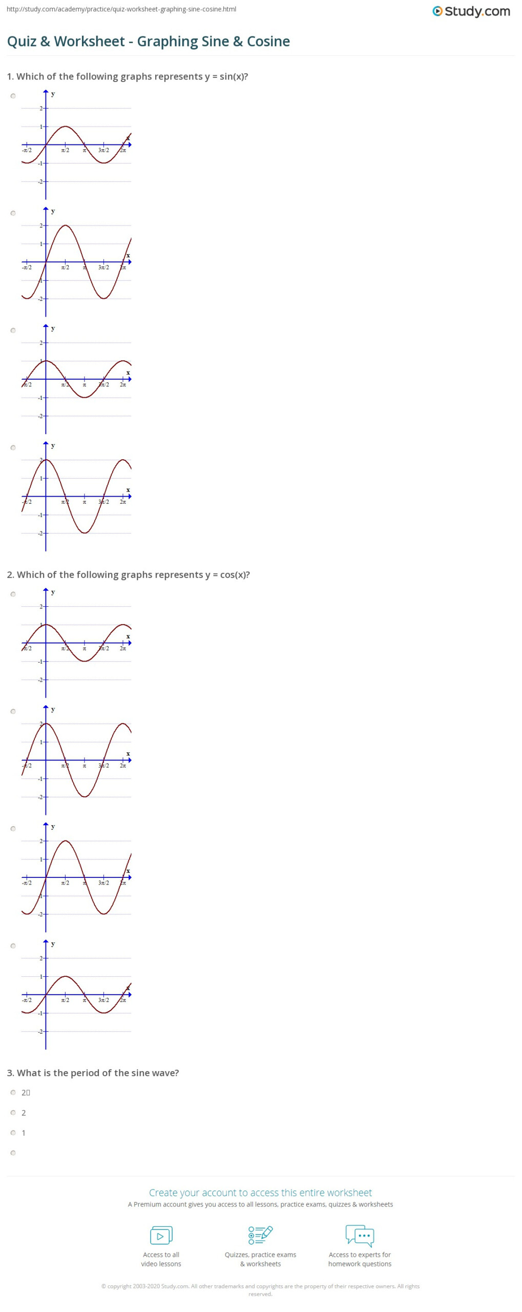 Amplitude And Period For Sine And Cosine Functions Worksheet Answers 