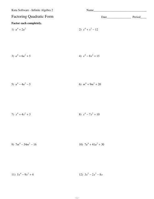 Common Factoring Worksheet Kuta SHOTWERK