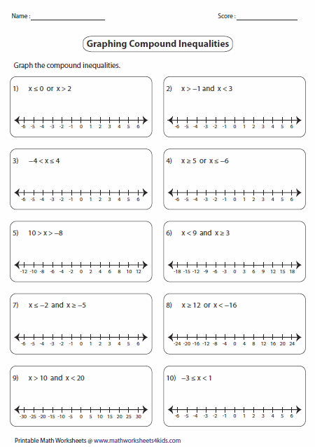 Compound Inequalities Worksheets