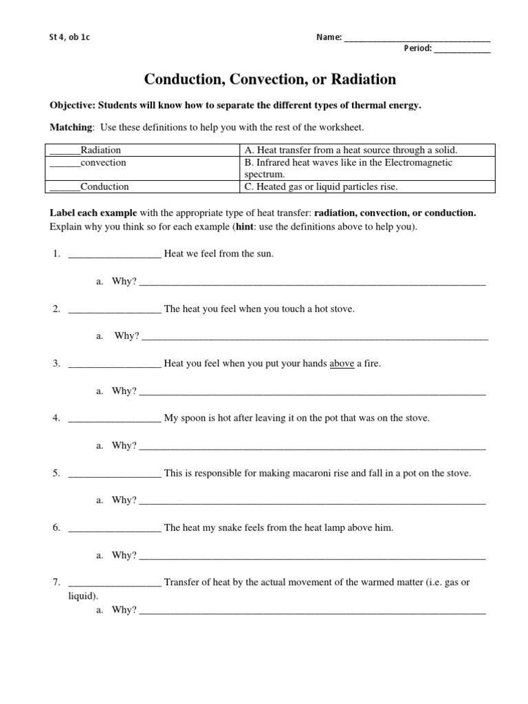 Conduction Convection Radiation Worksheet Tes - Free Worksheets Printable