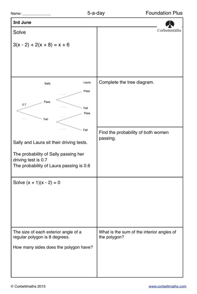 Corbettmaths Solutions Of Equations Answers Corbettmaths Videos 