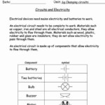 Electrical Power Worksheet Answers Lovely Circuits And Electricity 1