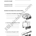 English Worksheets The Rate Of Exchange