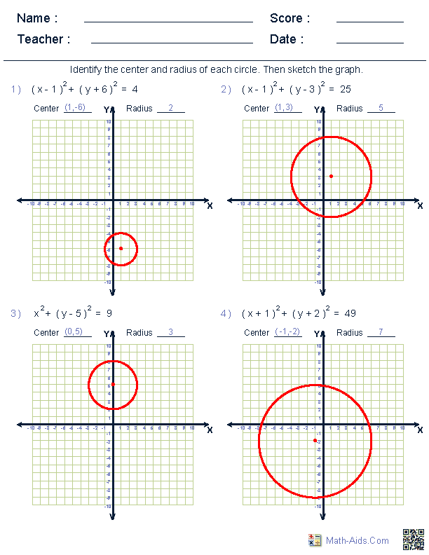 Equations Of Circles Worksheet Answers Worksheet