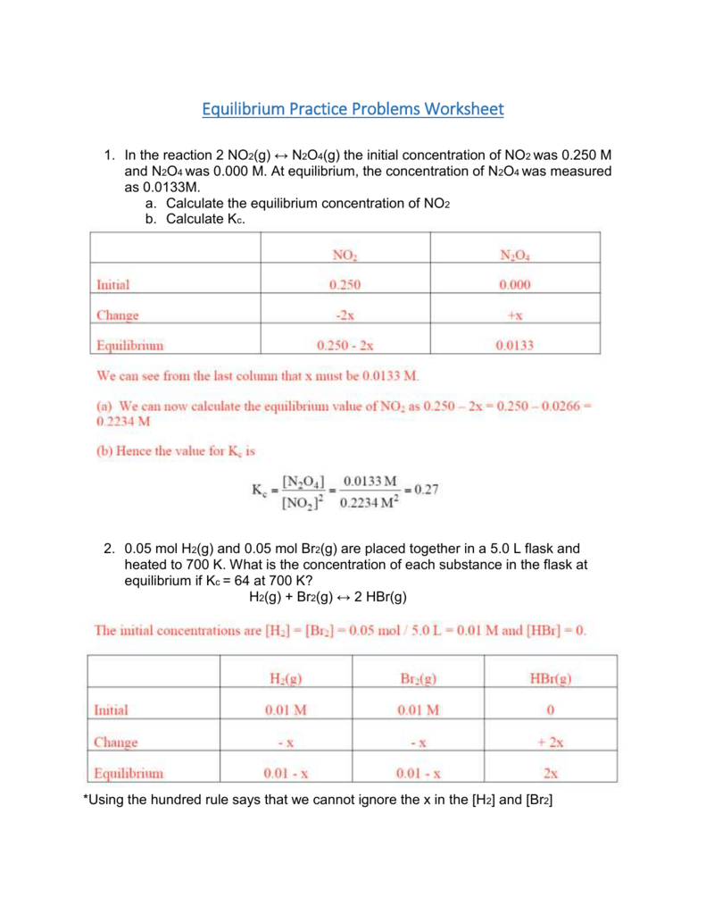 Equilibrium 7 5 7 6 Practice Answers