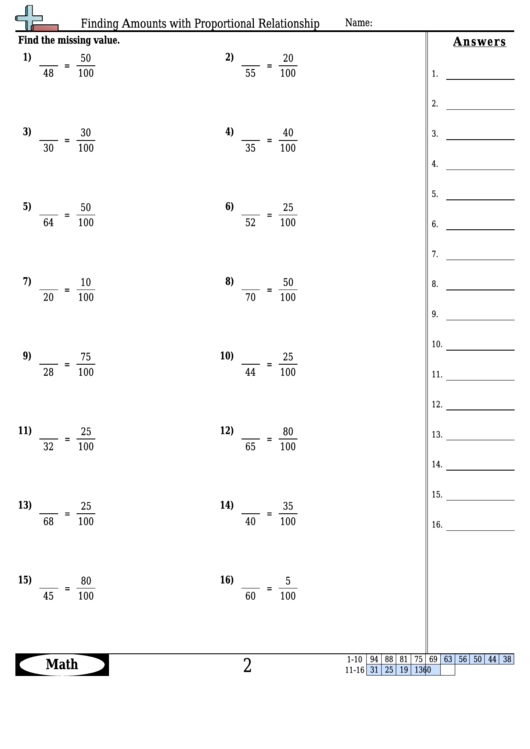 Finding Amounts With Proportional Relationship Worksheet Template With 