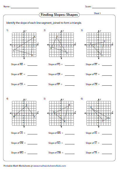 Finding Slope Shapes Finding Slope Writing Linear Equations 