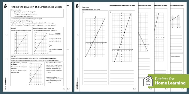  Finding The Equation Of A Straight Line Graph KS3 Walkthrough Worksheet