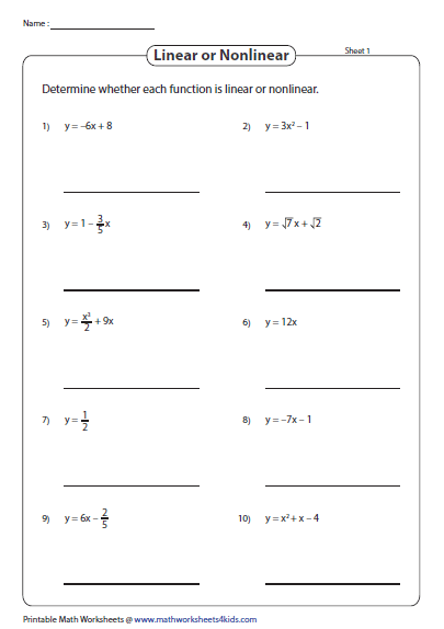 Function Worksheets