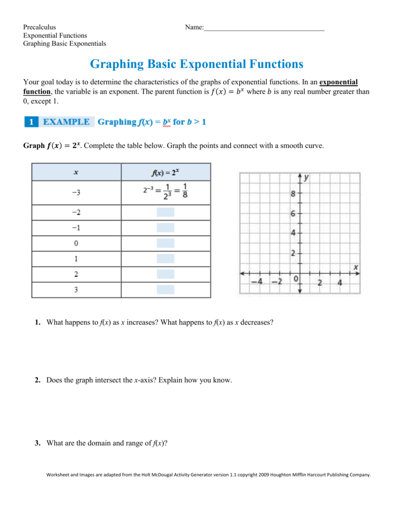 Graph Exponential Functions