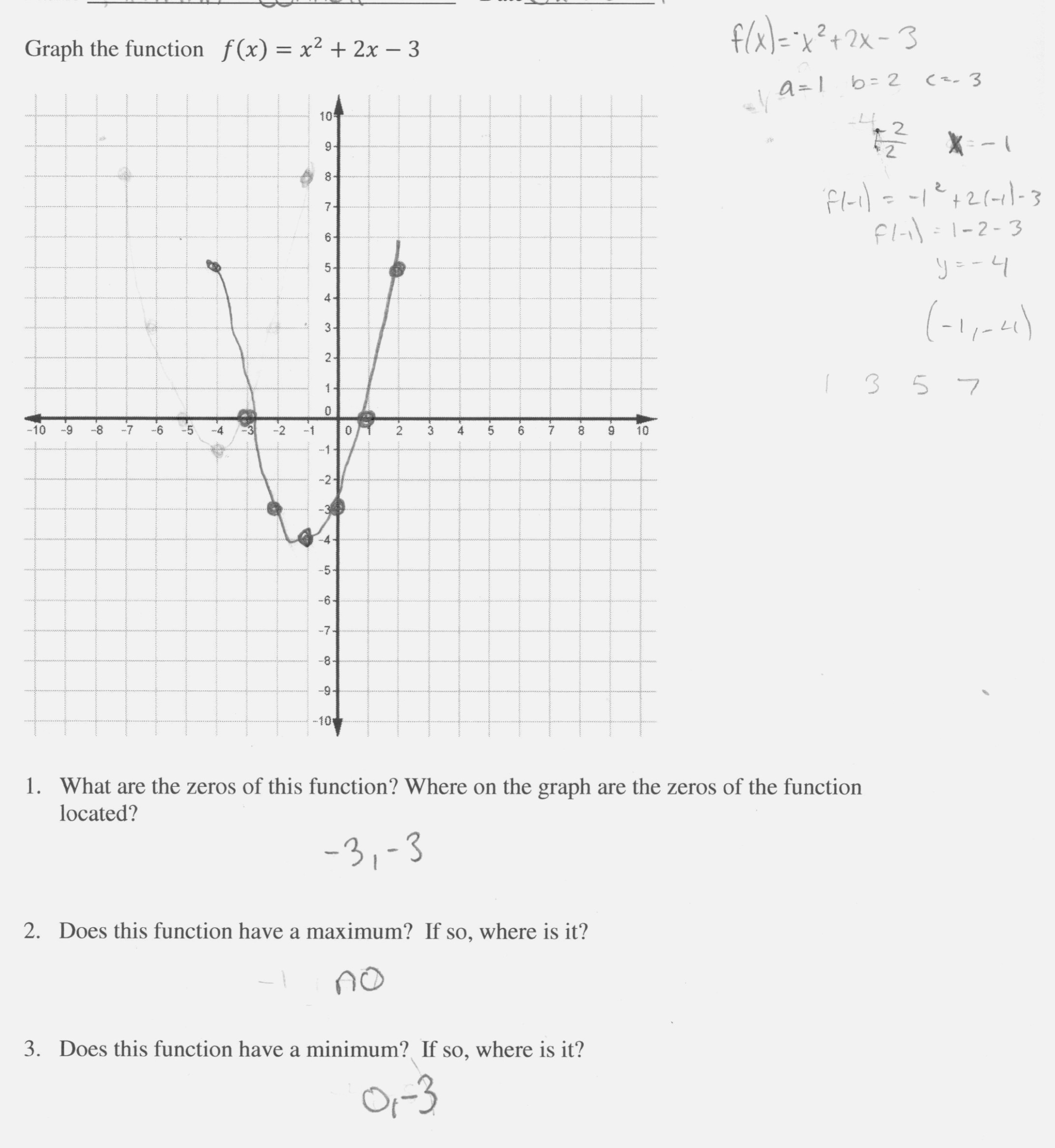 Graphing A Parabola From Vertex Form Worksheet Answer Key Db excel