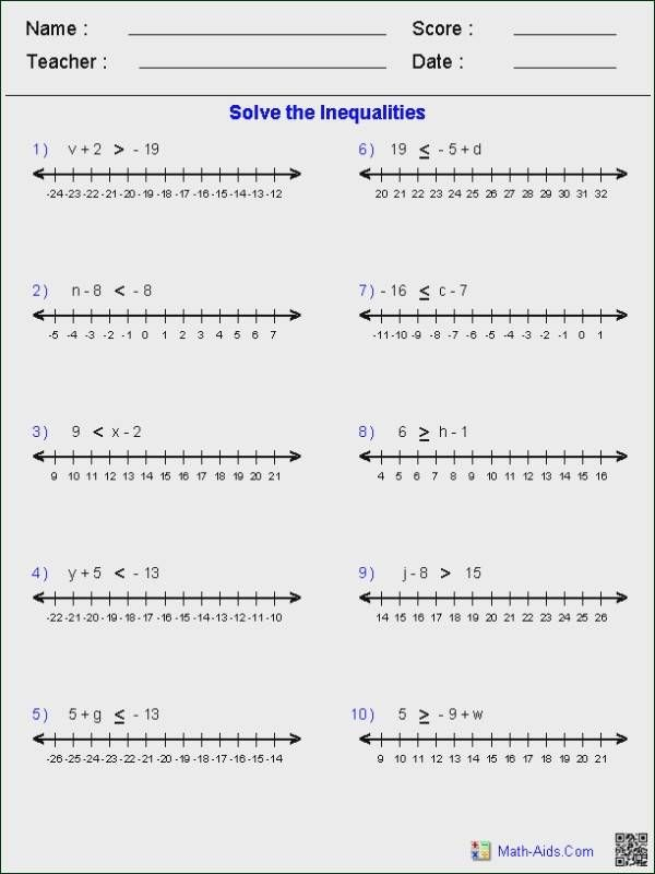 Graphing Inequalities On A Number Line Worksheet