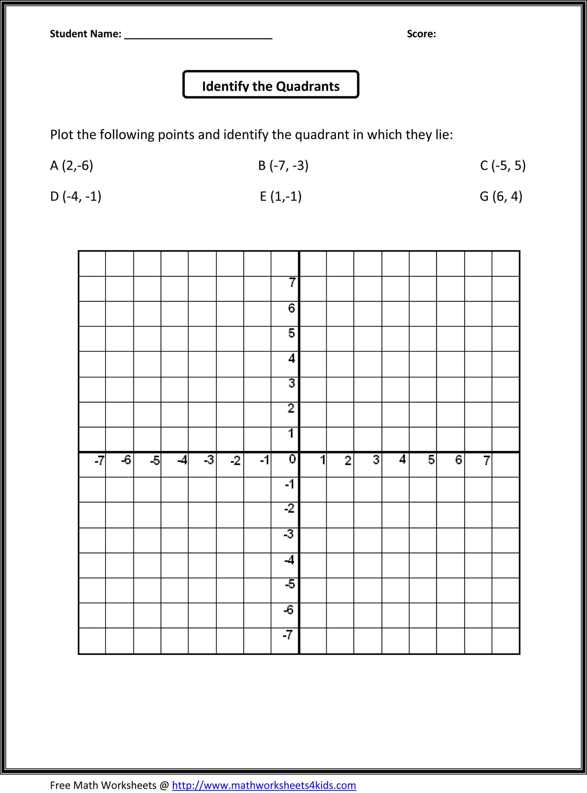 Graphing Integers Worksheet Grade 6 Printable Worksheets And 