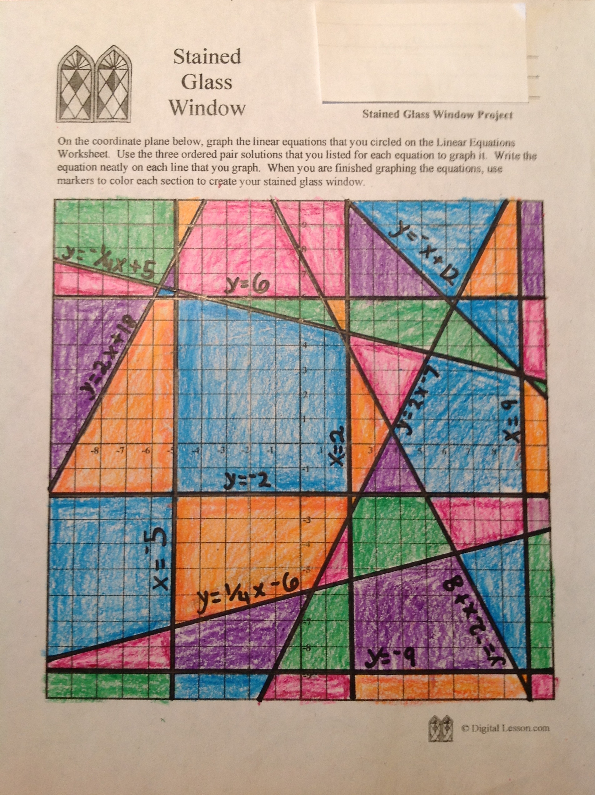 Graphing Linear Equations Quilt Project Worksheet Answer Key Tessshebaylo