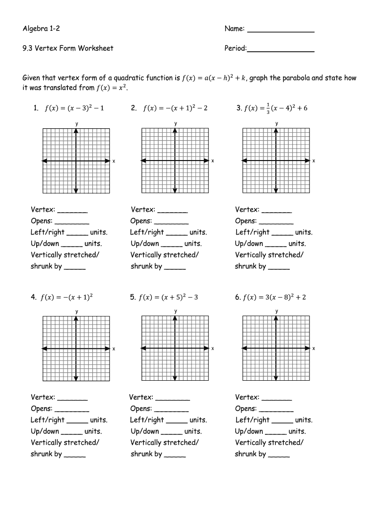 Graphing Quadratic Equations Worksheet Answer Key Algebra 1 Tessshebaylo