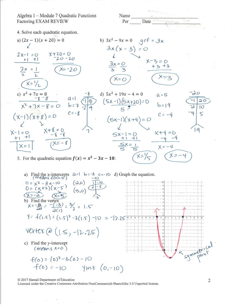 Graphing Quadratics In Standard Form Worksheet Pdf Doc Db excel