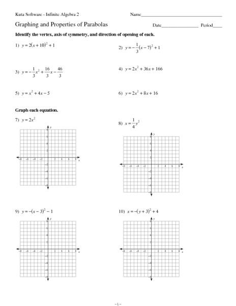 Graphing Quadratics Review Worksheet