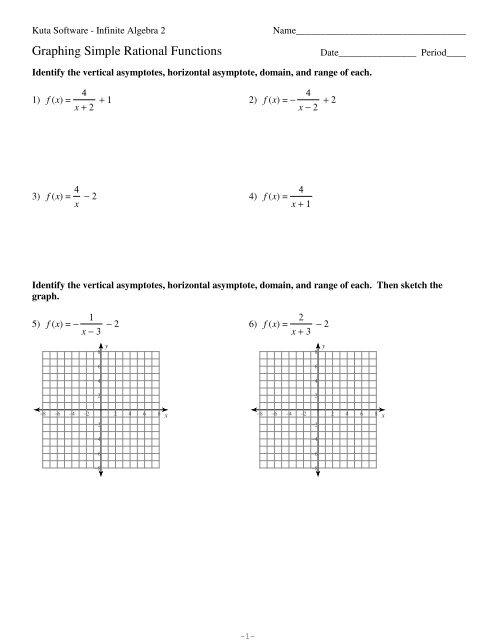 Graphing Rational Functions Worksheet 1 Horizontal Asymptotes Answers