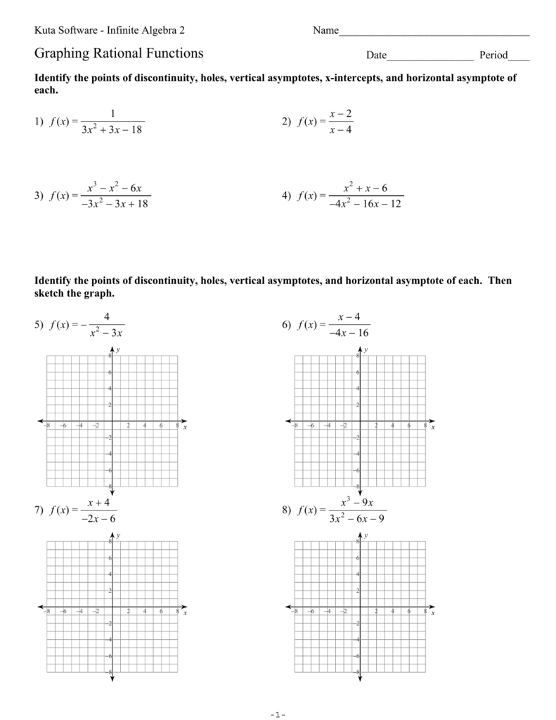 Graphing Rational Functions Worksheet 1 Horizontal Asymptotes Answers 