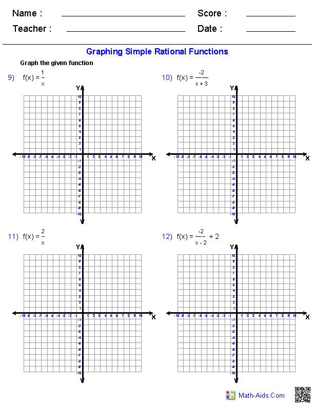 Graphing Rational Functions Worksheet Answers