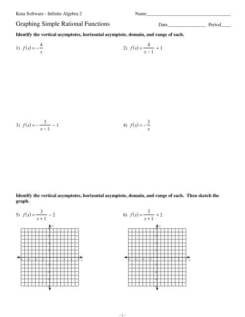 Graphing Simple Rational Functions Kuta Software